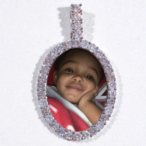 Large 3D Oval Custom Picture Pendant