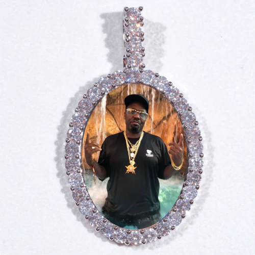 Large 3D Oval Custom Picture Pendant