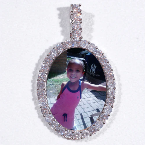 Large 3D Oval Custom Picture Pendant