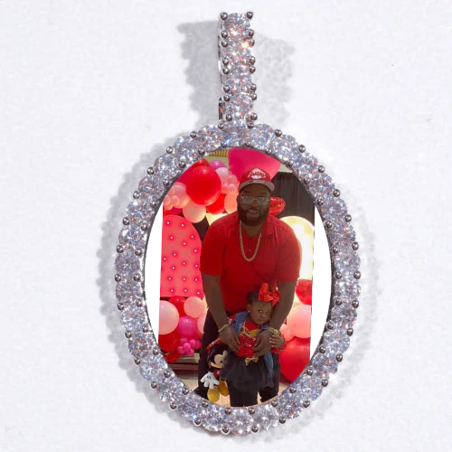 Large 3D Oval Custom Picture Pendant