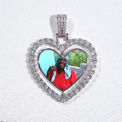 3D Spinning 2-Faced Heart Custom Picture Pendant