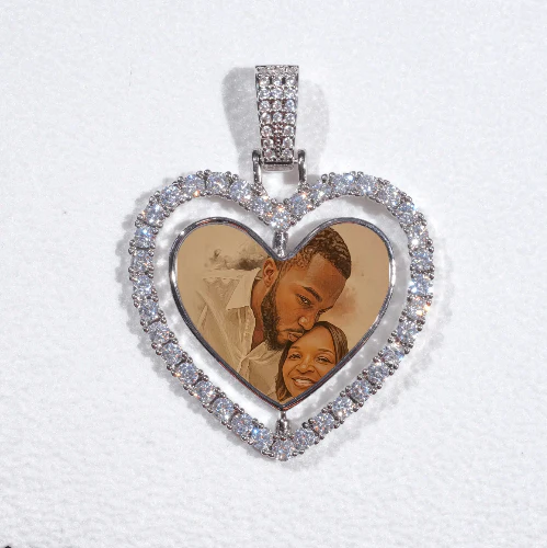 3D Spinning 2-Faced Heart Custom Picture Pendant