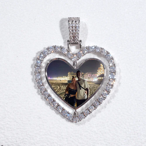 3D Spinning 2-Faced Heart Custom Picture Pendant