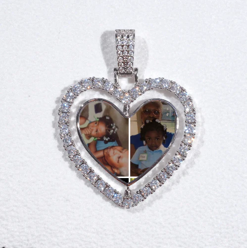 3D Spinning 2-Faced Heart Custom Picture Pendant