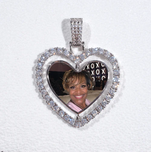 3D Spinning 2-Faced Heart Custom Picture Pendant