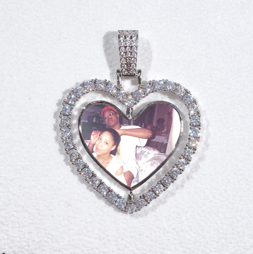 3D Spinning 2-Faced Heart Custom Picture Pendant