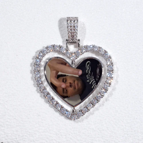 3D Spinning 2-Faced Heart Custom Picture Pendant