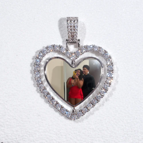 3D Spinning 2-Faced Heart Custom Picture Pendant
