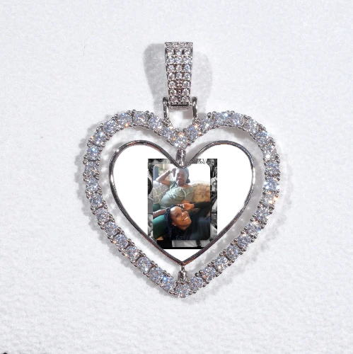 3D Spinning 2-Faced Heart Custom Picture Pendant