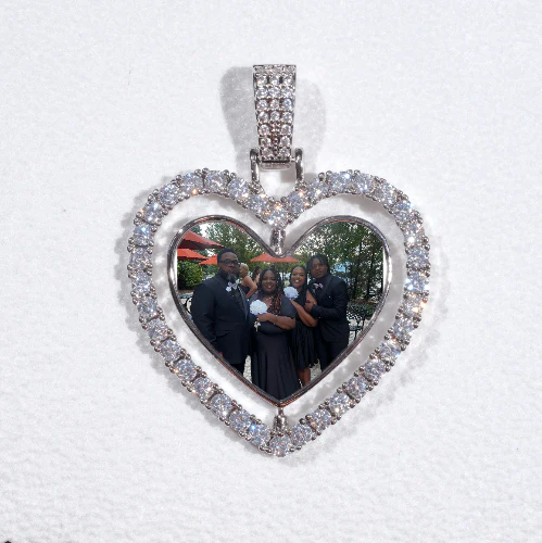 3D Spinning 2-Faced Heart Custom Picture Pendant