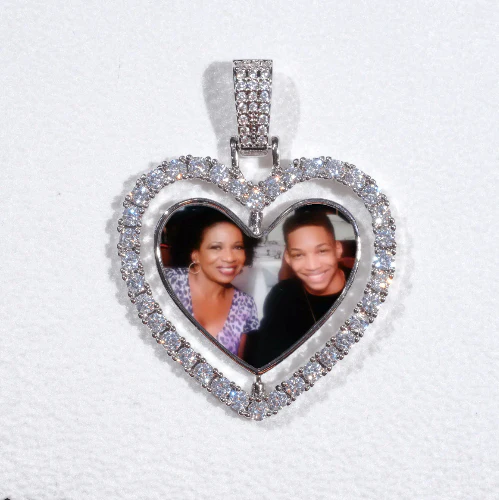 3D Spinning 2-Faced Heart Custom Picture Pendant