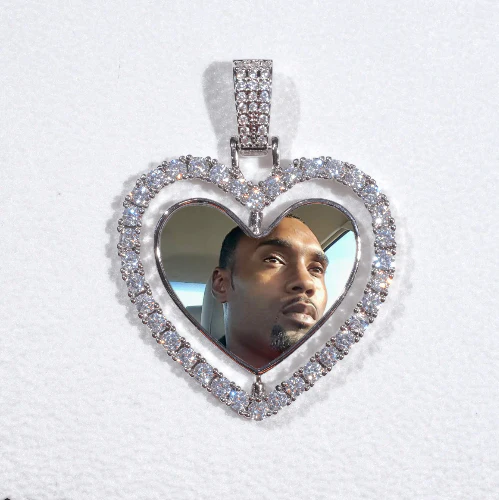 3D Spinning 2-Faced Heart Custom Picture Pendant