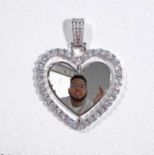3D Spinning 2-Faced Heart Custom Picture Pendant
