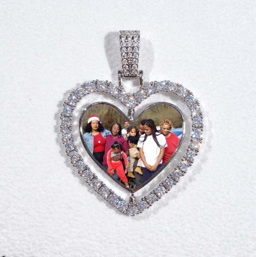 3D Spinning 2-Faced Heart Custom Picture Pendant