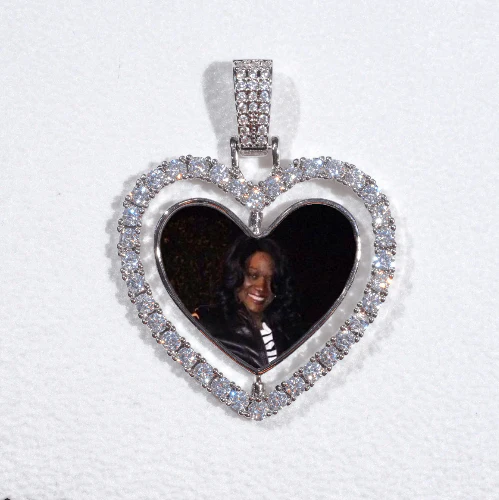 3D Spinning 2-Faced Heart Custom Picture Pendant