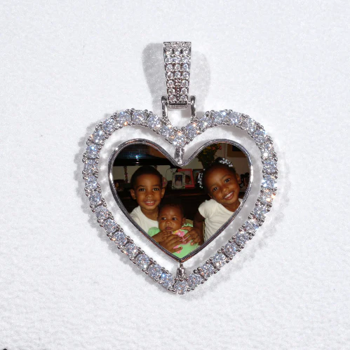 3D Spinning 2-Faced Heart Custom Picture Pendant