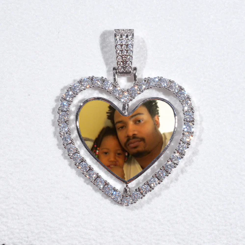 3D Spinning 2-Faced Heart Custom Picture Pendant
