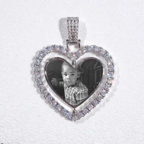 3D Spinning 2-Faced Heart Custom Picture Pendant