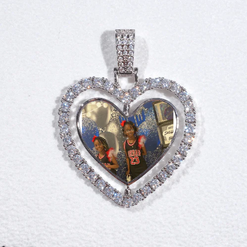 3D Spinning 2-Faced Heart Custom Picture Pendant