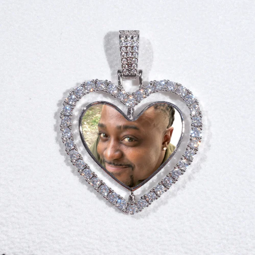 3D Spinning 2-Faced Heart Custom Picture Pendant