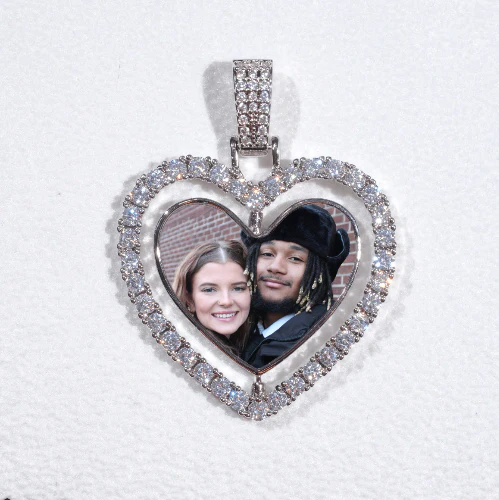 3D Spinning 2-Faced Heart Custom Picture Pendant