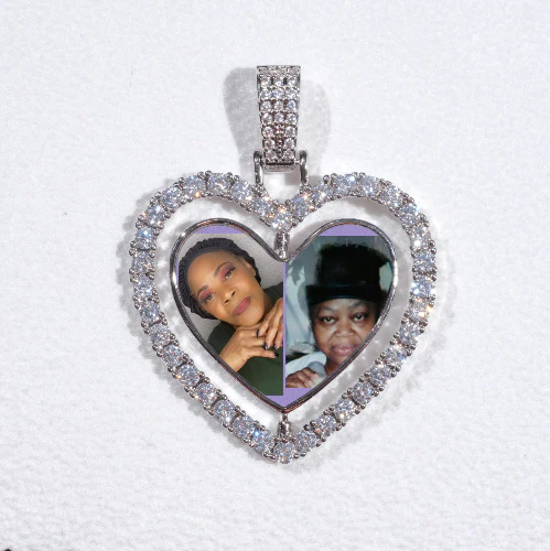 3D Spinning 2-Faced Heart Custom Picture Pendant