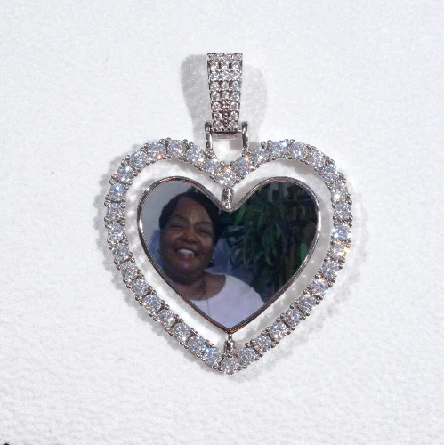 3D Spinning 2-Faced Heart Custom Picture Pendant