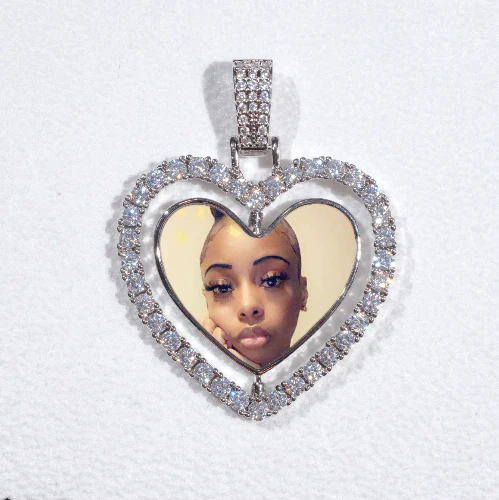 3D Spinning 2-Faced Heart Custom Picture Pendant