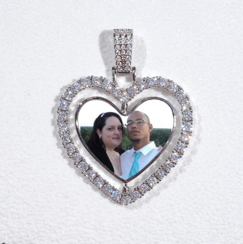 3D Spinning 2-Faced Heart Custom Picture Pendant