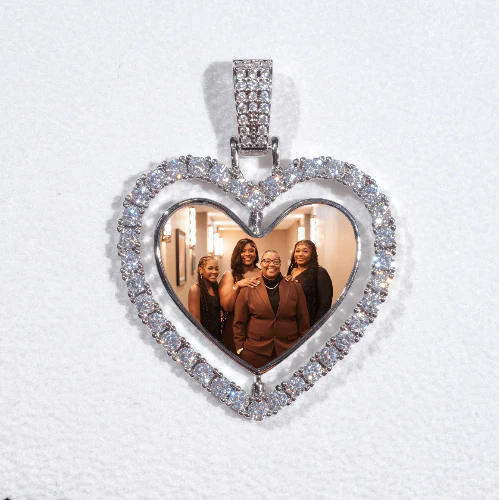 3D Spinning 2-Faced Heart Custom Picture Pendant