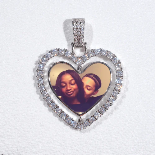 3D Spinning 2-Faced Heart Custom Picture Pendant
