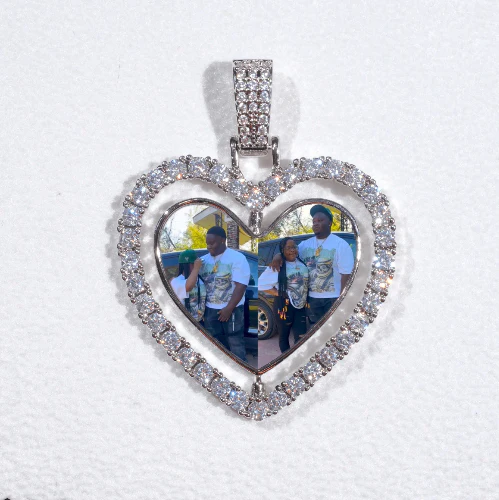 3D Spinning 2-Faced Heart Custom Picture Pendant