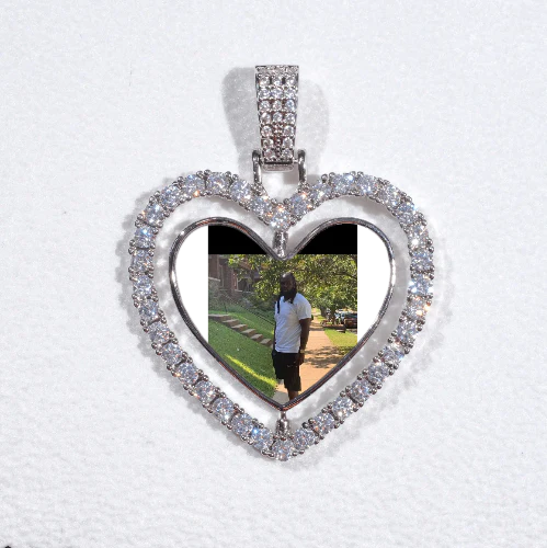 3D Spinning 2-Faced Heart Custom Picture Pendant