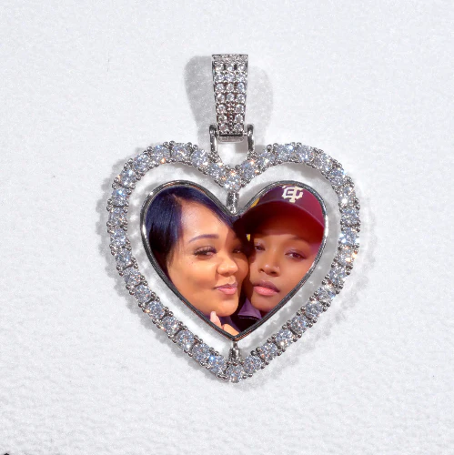 3D Spinning 2-Faced Heart Custom Picture Pendant