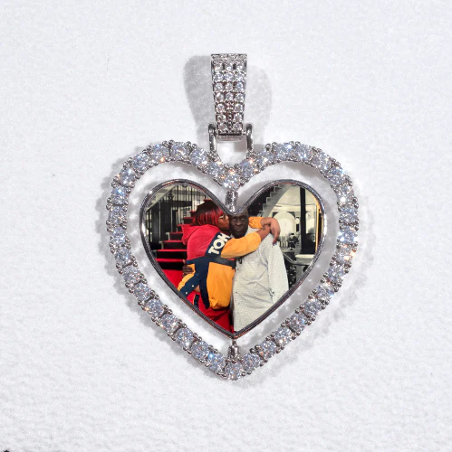 3D Spinning 2-Faced Heart Custom Picture Pendant