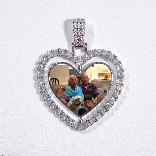 3D Spinning 2-Faced Heart Custom Picture Pendant