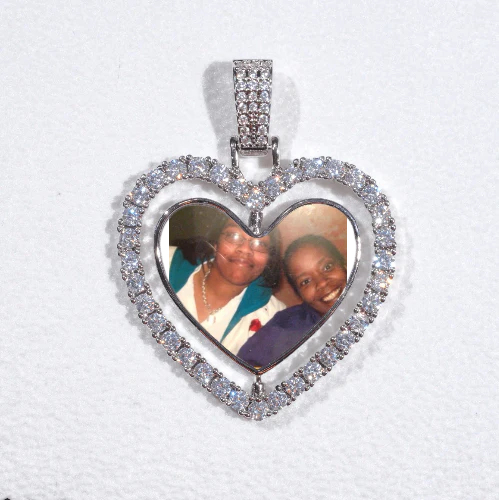 3D Spinning 2-Faced Heart Custom Picture Pendant