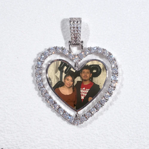 3D Spinning 2-Faced Heart Custom Picture Pendant
