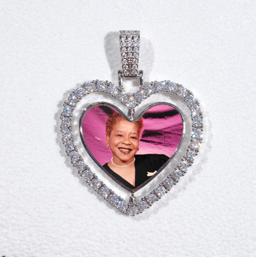 3D Spinning 2-Faced Heart Custom Picture Pendant