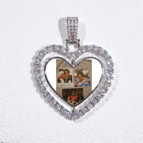 3D Spinning 2-Faced Heart Custom Picture Pendant
