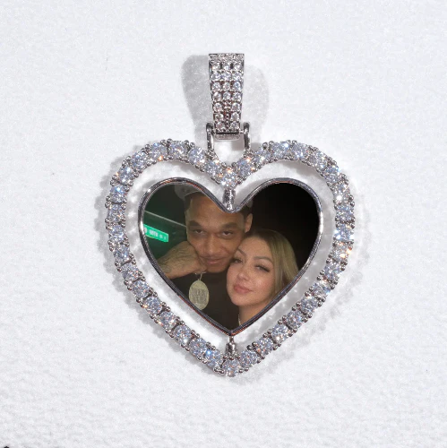 3D Spinning 2-Faced Heart Custom Picture Pendant