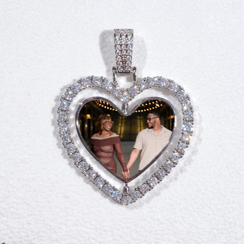 3D Spinning 2-Faced Heart Custom Picture Pendant