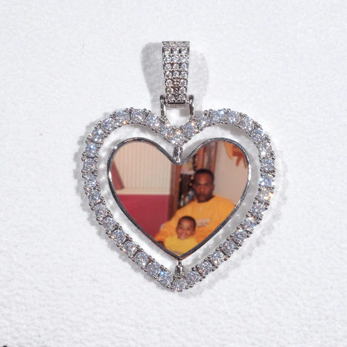 3D Spinning 2-Faced Heart Custom Picture Pendant