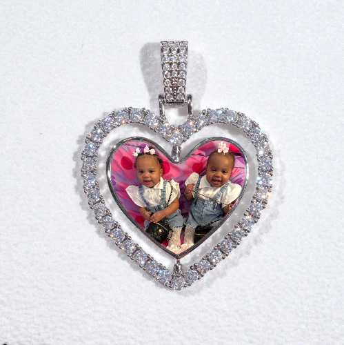 3D Spinning 2-Faced Heart Custom Picture Pendant