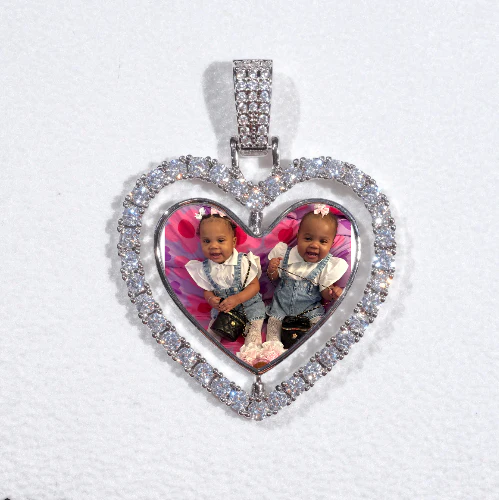 3D Spinning 2-Faced Heart Custom Picture Pendant