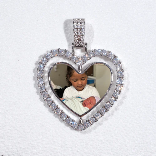 3D Spinning 2-Faced Heart Custom Picture Pendant