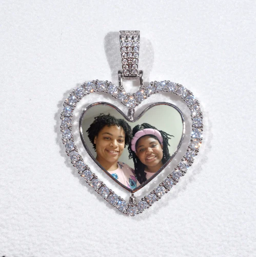 3D Spinning 2-Faced Heart Custom Picture Pendant