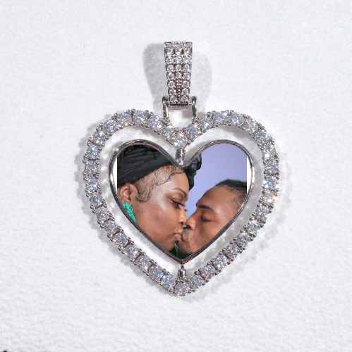 3D Spinning 2-Faced Heart Custom Picture Pendant