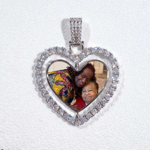 3D Spinning 2-Faced Heart Custom Picture Pendant