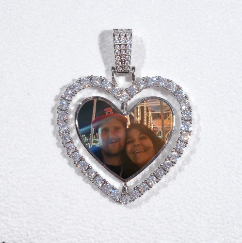 3D Spinning 2-Faced Heart Custom Picture Pendant